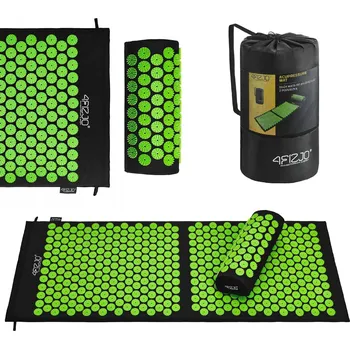 Akupresurní podložka 4FIZJO Velká akupresurní podložka s polštářkem 110x42cm černozelená