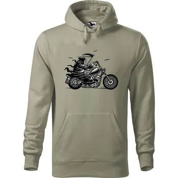 Pánská mikina Pánská mikina s potiskem Smrtka na motorce Velikost (muž): S, Vyberte barvu: Světlá khaki