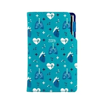 Diář Diář DESIGN týdenní kapesní 2026 český - tyrkysová - Doktor - srdce