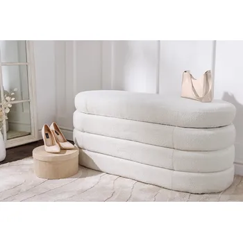 Designová čalouněná lavice Voque 113cm bílá s úložným prostorem