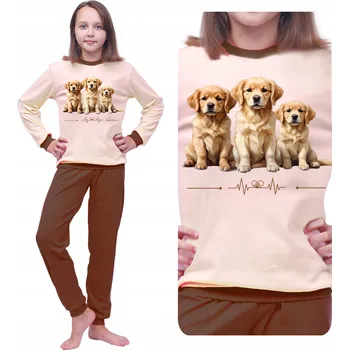 Dívčí pyžamo Dívčí pyžamo, dlouhý rukáv, teplé, s pejsky, moderní, velikost 152