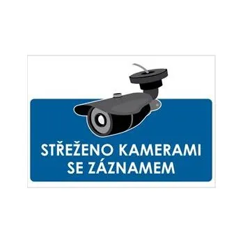 Značení Střeženo kamerami se záznamem - modrý symbol, samolepka a5