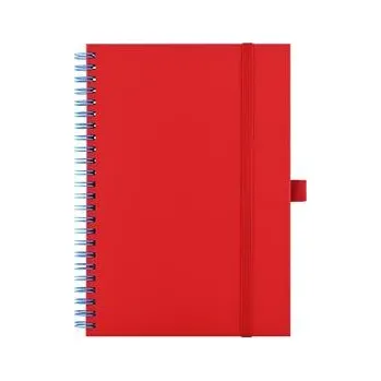 Zápisník Notes - zápisník koženkový SIMPLY A5 linkovaný - červená/světle modrá spirála