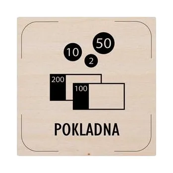 Cedulka na dveře - Pokladna - piktogram, dřevěná tabulka, 80 x 80 mm