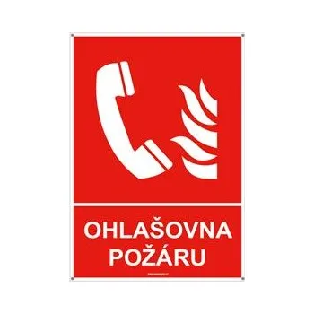 Ohlašovna požáru s textem - bezpečnostní tabulka s dírkami, plast 2 mm 105x148 mm