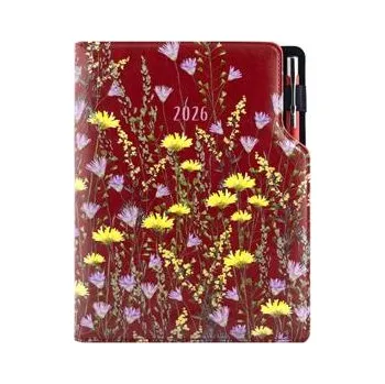 Diář Diář DESIGN týdenní B6 2026 - bordó - Louka