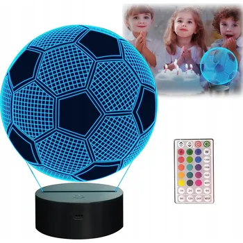 Lampička NOČNÍ LAMPA FOTBALISTA FOTBALOVÝ MÍČ 3D LED + DÁLKOVÉ OVLÁDÁNÍ dárek k narozeninám