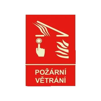 Požární větrání s textem - fotoluminiscenční tabulka, samolepka 148x210 mm