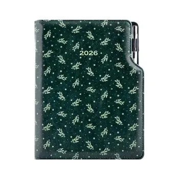 Diář Diář DESIGN týdenní A5 2026 český - zelená - Větvičky