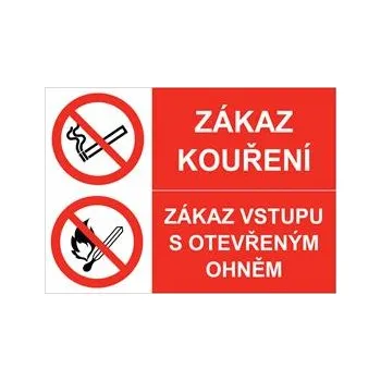 ZÁKAZ KOUŘENÍ - ZÁKAZ VSTUPU S OTEVŘENÝM OHNĚM, KOMBINACE, plast 1 mm, A5