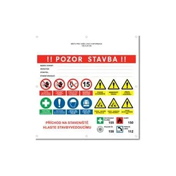 POZOR STAVBA 2 bezpečnostní banner s logem firmy - 100x100 cm