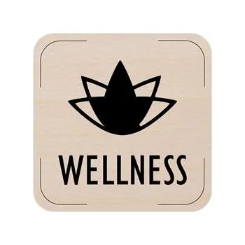 Popis místnosti - cedulka na dveře - Welness, dřevěná tabulka, 80 x 80 mm