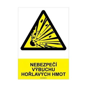 NEBEZPEČÍ VÝBUCHU HOŘLAVÝCH HMOT - bezpečnostní tabulka, plast A4, 0,5 mm