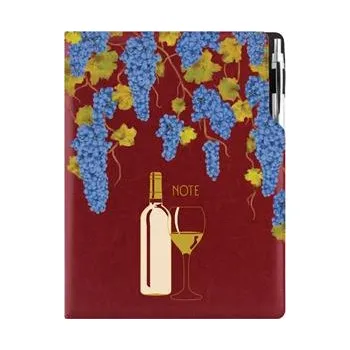 Zápisník Notes - zápisník DESIGN A4 čtverečkovaný - bordó - Víno