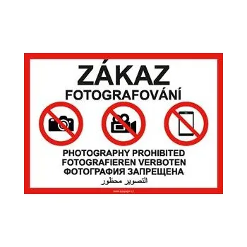 Zákaz fotografování - bezpečnostní tabulka s dírkami, plast A5, 2 mm