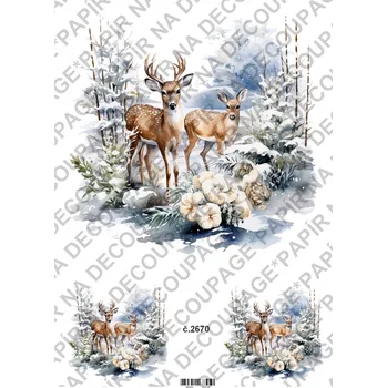 Umělecký papír Rýžový a soft papír na decoupage - Zimní krajinka - KB2670 Materiál: Soft, Rozměr: A4