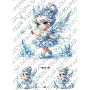 Umělecký papír Rýžový a soft papír na decoupage - Ledová víla, zimní - KB2647 Materiál: Soft, Rozměr: A4