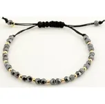 Provázkový náramek se zlatými kuličkami a přírodními hematity ZLNA1579F + Dárek zdarma