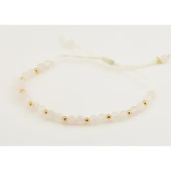 Náramek Provázkový náramek se zlatými kuličkami a přírodními křišťály ZLNA1581F + Dárek zdarma