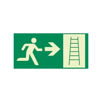 Únikový žebřík - směr vpravo - fotoluminiscenční tabulka, plast 2 mm 300x150 mm