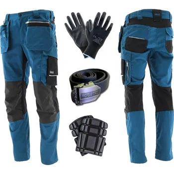 Pracovní obuv Sada montérkových kalhot MONTER Safer vel. 54 GRAFIT + chrániče kolen + rukavice
