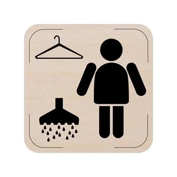 Popis místnosti - cedulka na dveře - Šatna se sprchou muži, dřevěná tabulka, 80 x 80 mm