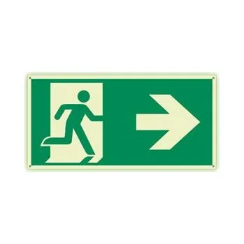 Únikový východ vpravo - fotoluminiscenční tabulka s dírkami, plast 2 mm 200x100 mm