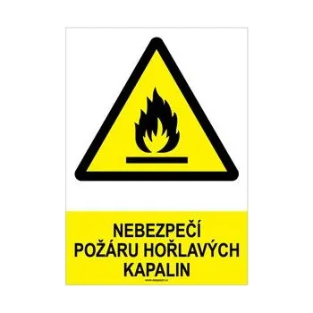 NEBEZPEČÍ POŽÁRU HOŘLAVÝCH KAPALIN - bezpečnostní tabulka, plast A4, 0,5 mm