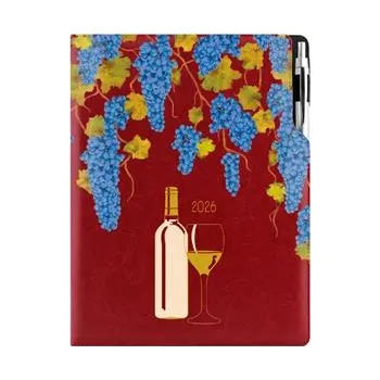 Diář Diář DESIGN denní A4 2026 český - bordó - Víno