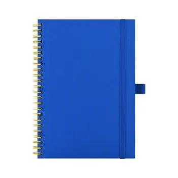 Zápisník Notes - zápisník koženkový SIMPLY A5 linkovaný - modrá/žlutá spirála