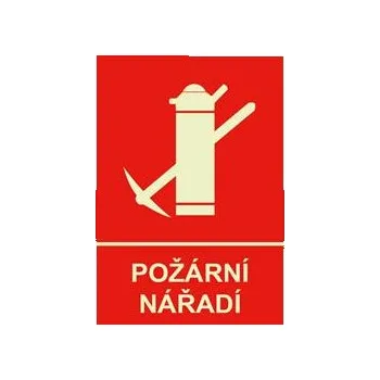 Požární nářadí s textem - fotoluminiscenční tabulka, samolepka 148x210 mm