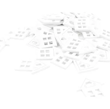 Dekorace dřevo 40 ks 29x24 mm domeček, bílá