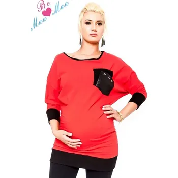 Be MaaMaa Těhotenská mikina MIA - červená, vel. L/XL