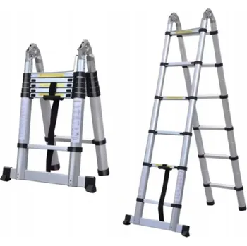 Žebřík Drabina Aluminiowa Przegubowa 150KG Składana multifunkční 6x6 1,9m + 1,9m