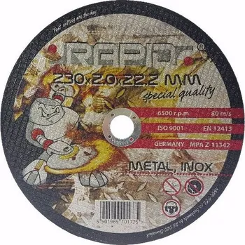 Řezný kotouč Kotouč řezný na ocel, nerez, 230x2,0x22,2mm RAPID 0.200 Kg HOBY Sklad3 M08256 (0.200 Kg HOBY Sklad3 M08256)