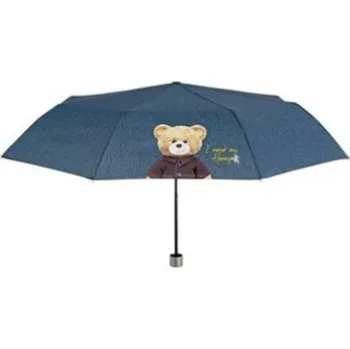 Deštník Skládací manuální deštník Medvídek tmavě modrý 26205
