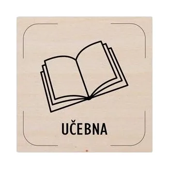 Cedulka na dveře - Učebna - piktogram, dřevěná tabulka, 80 x 80 mm