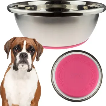 Miska pro psa Jedna kovová miska Wesoły Pupil růžová 2,5 l
