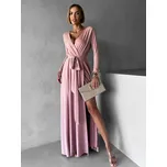 Starorůžová dlouhé večerní šaty JOELLIAN s dlouhým rukávem Velikost: ONESIZE