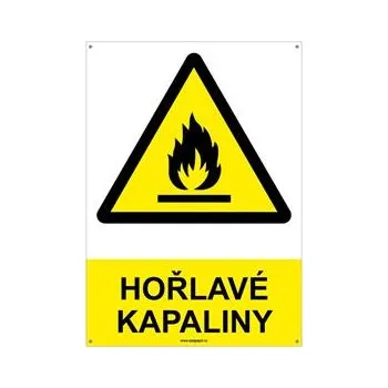 HOŘLAVÉ KAPALINY - bezpečnostní tabulka s dírkami, plast A4, 2 mm