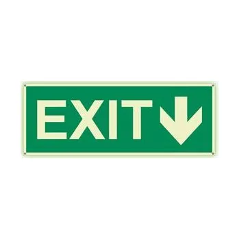 EXIT se šipkou - fotoluminiscenční tabulka s dírkami, plast 2 mm 300x120 mm