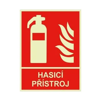 Hasicí přístroj s textem - fotoluminiscenční tabulka, plast 1 mm 200x150 mm