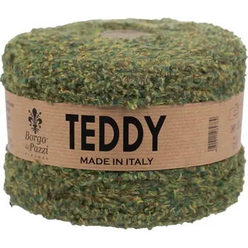 Příze Borgo de Pazzi Teddy 23 Zelený melír (Špagátová žinylková příze Teddy zelený melír)