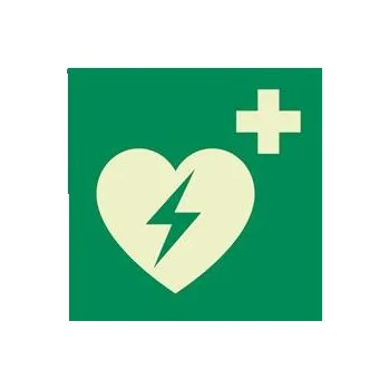 Defibrilátor - fotoluminiscenční tabulka, samolepka 150x150 mm