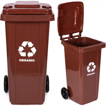 Odpadkový koš Hnědý bio odpadkový koš 120 l s gumovými koly