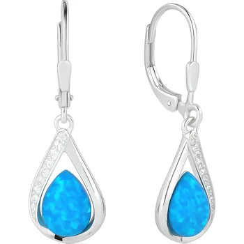 Náušnice JKB Jewel Stříbrné visací náušnice Carmen s modrým opálem a zirkony