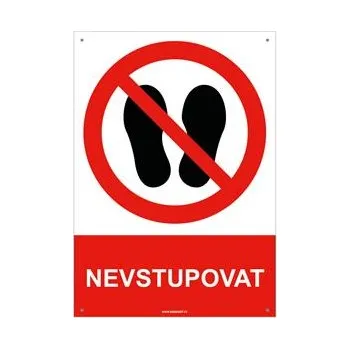 NEVSTUPOVAT - bezpečnostní tabulka s dírkami, plast A4, 2 mm