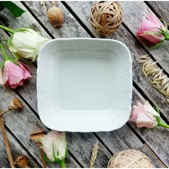 BERNADOTTE IVORY miska kompotová 4 -hranná 16cm, slonová kost, Thun 1794 (Porcelánová miska 2. jakost)