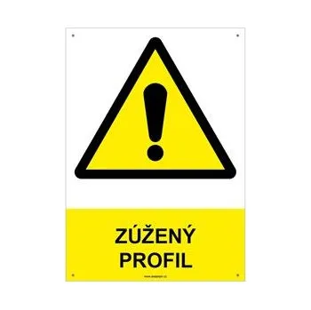 ZÚŽENÝ PROFIL - bezpečnostní tabulka s dírkami, plast A4, 2 mm