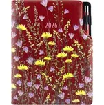 Diář DESIGN týdenní B5 2026 - bordó - Louka
